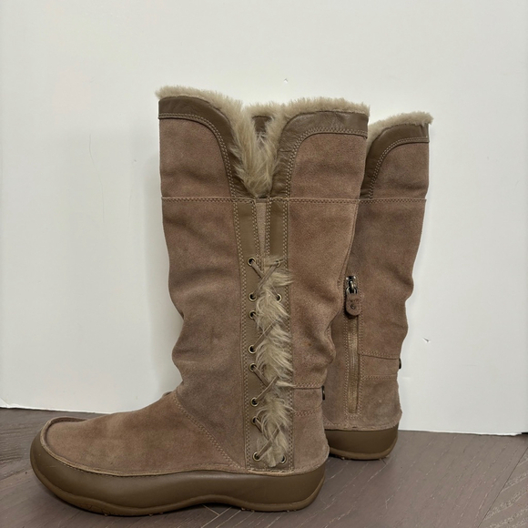 The North‎ Face Jozie II Boots Taupe Sz 6 Waterproof Insulated Suede Leather Fur - Picture 1 of 6